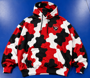 Red <b>Black</b> White Solid Casual Hooded <b>Sweatshirt</b> Unisex Oversized Fit 100% Cotton Knitted Streetwear Pocket Front Logo Winter Wear - Product Image 3