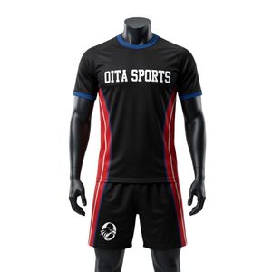 Men Black <b>Red</b> Sublimated Netball Jersey Shorts Set Polyester Athletic Fit Sports Uniform Lightweight Match Clothing - Product Image 1
