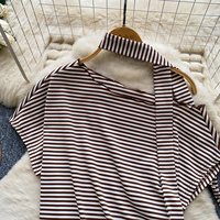 Blusas Casuales de Verano de Manga Corta para Mujer, Camisas a Rayas, Tops Casuales para Mujer, Ropa al por Mayor