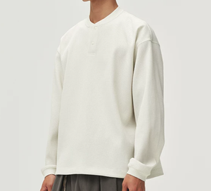 <b>Men's</b> Regular Fit Waffle Knit <b>Henley</b> Shirt <b>Long</b> <b>Sleeve</b> Solid Color Button Up Collar Casual Top Autumn Wear - Product Image 5