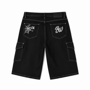 <b>Men</b> Casual Street Style Printed Baggy Denim Graphic Logo <b>Jean</b> Jorts Shorts Custom - Product Image 2