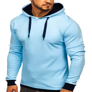 Custom OEM Services Mens Hoodies Pullover Style Sky Blue Color With Top Quality Material - Wholesale Price