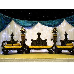 เฟอร์นิเจอร์งานแต่งงานแบบเอเชียสีดำสุดหรู เฟอร์นิเจอร์เวทีงานแต่งงานมุสลิมแบบนิกะฮ์ เฟอร์นิเจอร์งานแต่งงานโบราณ โซฟาและเก้าอี้บัลลังก์สำหรับงานแต่งงาน - Product Image 1