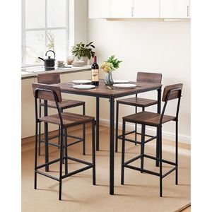Set of 5pcs 35\" Square Pub <b>Table</b> with Four <b>Stools</b> <b>Bars</b> <b>Tables</b> Chair Set Rounded Edge Design <b>Bar</b> Furniture - Product Image 2