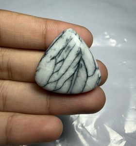 Cabujón de Jaspe Pinolita Natural, Piedra Preciosa de Diseño Suelta, Suministro para Fabricación de Joyería Curativa, Blanco y Negro - Product Image 1