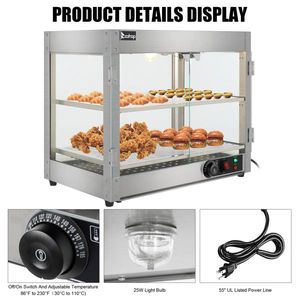 Armadio Riscaldante a Due Strati in Acciaio Inox e Vetro Temperato, 110.00V 800.00W, per Riscaldamento e Conservazione Attrezzature - Product Image 4