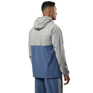 Ensemble de survêtement décontracté pour homme, bleu gris, avec blocs de couleur, veste zippée et pantalon, vêtements de sport pour activités de plein air - Product Image 2