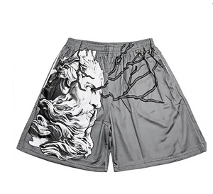 <b>Men</b> Gray Sublimation Print Board Shorts Mid Waist Elastic Quick Dry Casual Swim <b>Trunks</b> with Pattern Design - Product Image 1