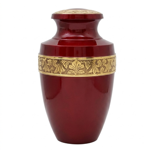Urne funéraire pour cendres humaines, en laiton blanc de haute qualité, finition haut de gamme, avec bande gravée en or. - Product Image 4