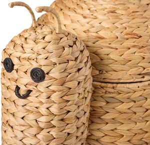 Cesta de Almacenamiento de Jacinto de Agua con Tapa, Organizador de Juguetes de Animales Tejido, Caja Decorativa de Mimbre para Guardería Infantil - Product Image 3