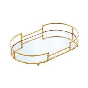 Gold Mirror Tray Luxury Metal Decorative Serving <b>Vanity</b> Trays Cosmetic <b>Makeup</b> Organizer Wedding Centerpiece Hotel Tableware - Product Image 4