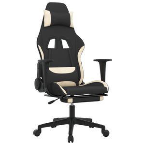 Sedia da gioco in tessuto nero e crema con comodo poggiapiedi - Product Image 2