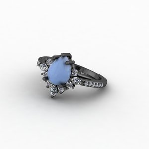 Anillo de Plata 925 con Baño de Oro, Diseño Vintage, Gema Azul en Forma de Lágrima, Elegante Halo en Forma de Pera, Cuarzo Engastado con Puntas, Banda Pavé, Regalo de Aniversario - Product Image 4
