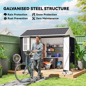 Casetta da Giardino in PVC con Telaio in Plastica per Attrezzi, Ideale per Patio o Cortile, Utilizzabile anche come Ripostiglio per Auto - Product Image 4