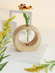 Vase à fleurs en bois de qualité supérieure pour une décoration élégante de table de salon, avec une texture lisse, idéal pour l'étiquetage privé. - Product Image 4