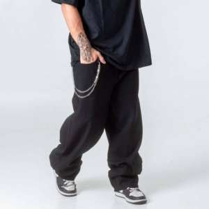 กางเกงยีนส์ทรงตรงสไตล์สตรีทแฟชั่นใหม่สำหรับผู้ชาย ดีไซน์เนอร์แบรนด์ดัง พร้อมโลโก้ที่เอว เหมาะสำหรับเด็กผู้ชายและสตรีทแวร์ - Product Image 4