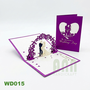 บัตรเชิญงานแต่งงานแบบป๊อปอัพทำมือ3D ตัดเลเซอร์สำหรับเจ้าสาวและเจ้าบ่าวหรูหราตามสั่ง - Product Image 1