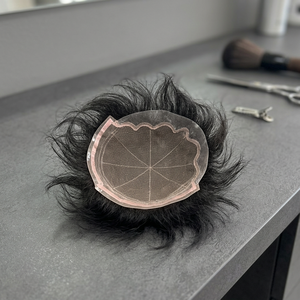 Prothèse capillaire pour hommes en cheveux naturels, base en dentelle, style lisse, densité 100, cheveux indiens Remy, base mono, nœuds invisibles, design central - Product Image 5