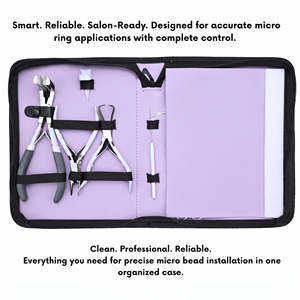 Kit d'outils pour extensions capillaires de salon en acier inoxydable : Pince à micro-perles, Pince à sertir, Pince à presser pour extensions adhésives, Coupe-extensions à la kératine, Coupe-trames - Product Image 3