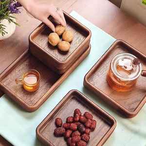 Plateau en bois de noyer sculpté à la main, style japonais, décoration rustique pour la maison - Product Image 1