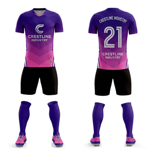 Mens Soccer Team Kit Custom Logo Sublimation Football Jersey Set Short Sleeve Manufacturer Supply - Product Image 3