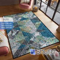 Tapis Shufu de haute qualité, fabriqué à la machine, avec envers en caoutchouc antidérapant, en flanelle, design moderne brillant, motif abstrait, poils moyens, fin.