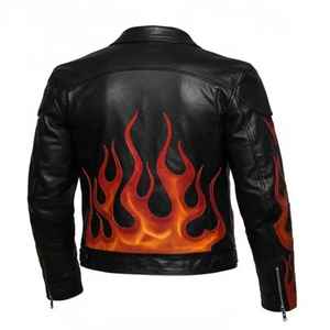 Veste en cuir pour homme moderne, en cuir de mouton 100% véritable, avec impression personnalisée, chaude pour l'hiver. - Product Image 2