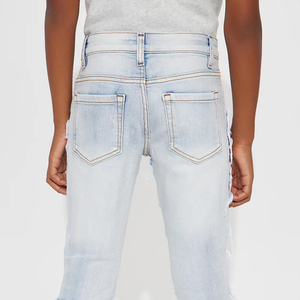 Everyday Essential Boys Cotton Rich <b>Denim</b> Pants With Flexible Soft And Comfortable <b>Material</b> For Bulk Order Solid Color With Logo - Product Image 6