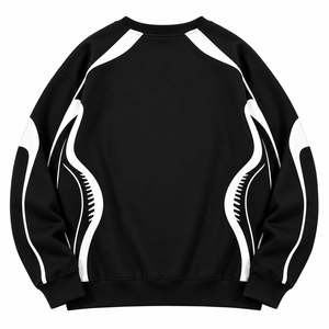 Sweat-shirt en molleton écologique à col rond noir pour homme, imprimé lettres blanches, motif floral, coupe classique, tricoté en polyester, hiver - Product Image 3