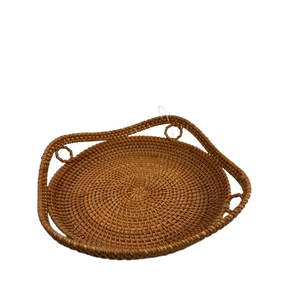Vente en gros de plateau rond en rotin tissé à la main écologique Nhat Minh MK06 avec bordure ondulée Ensembles d'ustensiles de rangement de cuisine inspirés du Vietnam - Product Image 1