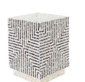 Tabourets de forme carrée avec incrustations de coquillages, mosaïque de nacre naturelle, table de chevet pour la décoration intérieure. - Product Image 2