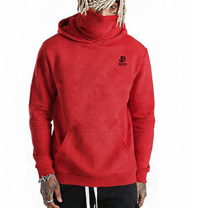 Premium Quality Soft Fleece <b>Red</b> Color <b>Men</b> <b>Hoodie</b> Custom Logo Printed Balaclava Mask <b>Hoodie</b> 100% Cotton Eco-Friendly Winter Wear - Product Image 1