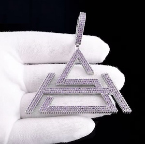 Colgante Geométrico Triangular, Chapado en Plata 925, con Cristales de Estrás, Microincrustaciones, Estilo Hiphop, Unisex - Product Image 5
