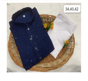 Kurta pajama para hombre, hecho de tela de rayón, ideal para bodas, festivales y ocasiones tradicionales. - Product Image 1