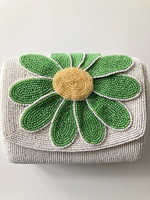 Portefeuille mini pour femme fait main, brodé ethnique coloré avec perles de rocaille, avec porte-monnaie vibrant, couleur et taille personnalisables