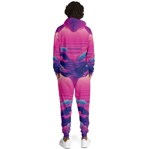 Winter Hooded Printed Streetwear <b>Tracksuits</b> Men 100% <b>Polyester</b> Elastic Waist Custom Logo Sublimation Transfer Print - Product Image 2