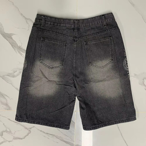 Wholesale Custom Regular Fit Casual Denim Short For <b>Men</b> New Style Custom Made Solid Color <b>Men</b> Denim rhinestone Shorts For Sale - Product Image 3