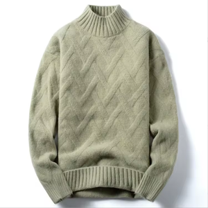 Pull à col roulé pour homme, tricoté épais, chaud pour l'hiver, motif géométrique - Product Image 5