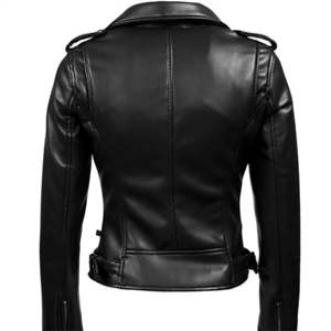 Women Casual <b>Genuine</b> Leather Jacket with Smooth Relaxed Fit Eco-Friendly Waterproof Design Plain Dyed <b>Nylon</b> Lining - Product Image 3