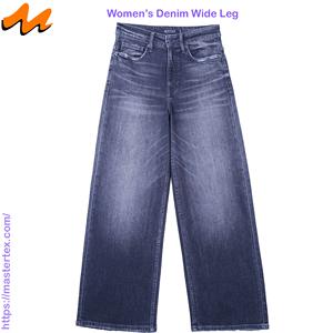 Pantalones Anchos Básicos para Mujer, Cinco Bolsillos, Negros, Elegantes, Lavados, en Tela de Algodón y Elastano, 11.09 OZ - Product Image 1