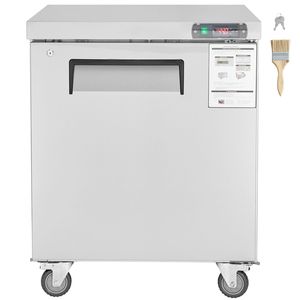 Station de préparation alimentaire réfrigérée en acier inoxydable de 28 pouces, capacité de 7,4 pieds cubes Équipement de réfrigération pour salades et sandwichs surgelés - Product Image 1