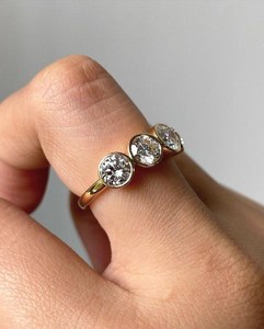 Luxury <b>Stacking</b> Band Lab Grown Round Cut Diamond Four Stone <b>Ring</b> For Unisex 14K Solid Gold Fine Surprise Gift For Girlfriends - Product Image 2