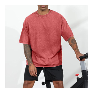 100% Cotton Premium Quality Mens <b>Acid</b> Washed Letter Pattern Oversized <b>Drop</b> Shoulder T-Shirts - Product Image 4