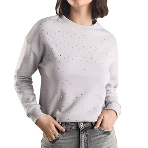 Nouveau stock, faible MOQ, sweat-shirt femme à strass, taille adulte, vente chaude, sweat-shirt femme à strass - Product Image 1
