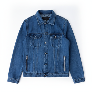 Wholesale Custom Men Denim Jacket Vintage Wash Cotton Outerwear Trendy Streetwear Casual Button <b>Up</b> <b>Jean</b> Jacket - Product Image 1