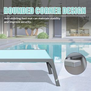 Set di 3 Chaise Longue in Alluminio per Patio con Tavolino Laterale, Lettini Reclinabili Regolabili per Esterni, Resistenti alle Intemperie, per Bordo Piscina - Product Image 3