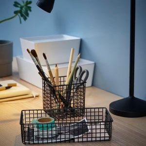 Cesta de Almacenamiento de Alambre Rectangular Negra, Estilo Industrial, Apilable, Organizador de Gabinete para Artículos Diversos, Tipo Vertical, de Una Sola Capa - Product Image 2