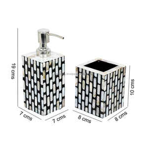 Ensemble de quatre pièces de comptoirs de salle de bain en nacre distributeur de liquide porte-brosse de vadrouille forme personnalisée coque élégante détail de surface - Product Image 6