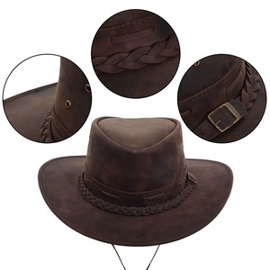 Wholesale rate leather <b>hat</b> for Men's casual Outdoor wear leather <b>hats</b> high quality 100%leather buckets <b>hats</b> for sale - Product Image 6