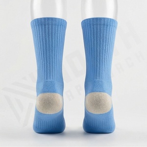 Light Blue Crew <b>Socks</b> Breathable Polyester Spandex <b>Running</b> Athletic Solid Color Adult Summer Sport <b>Socks</b> - Product Image 2